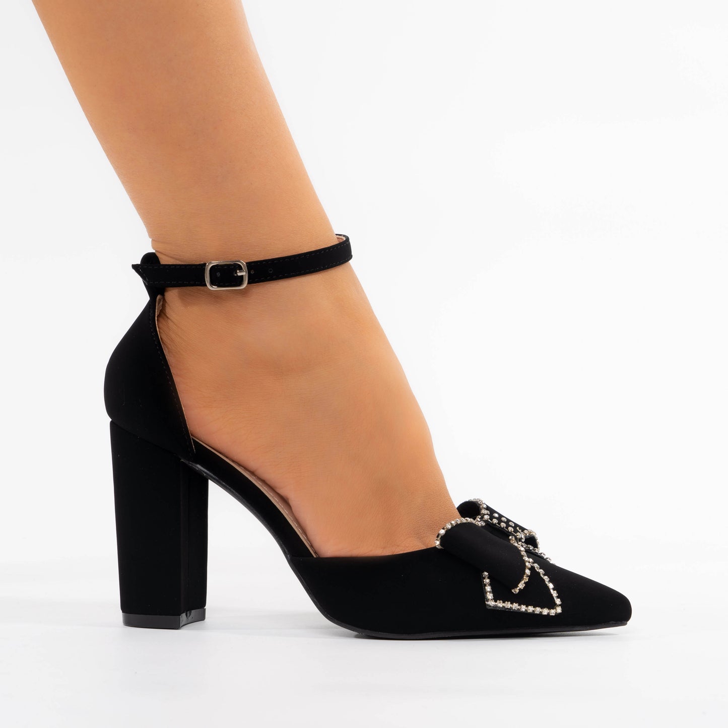 Pantofi Eleganti Cu Toc Gros Accesorizati cu Fundita - Naty Negri
