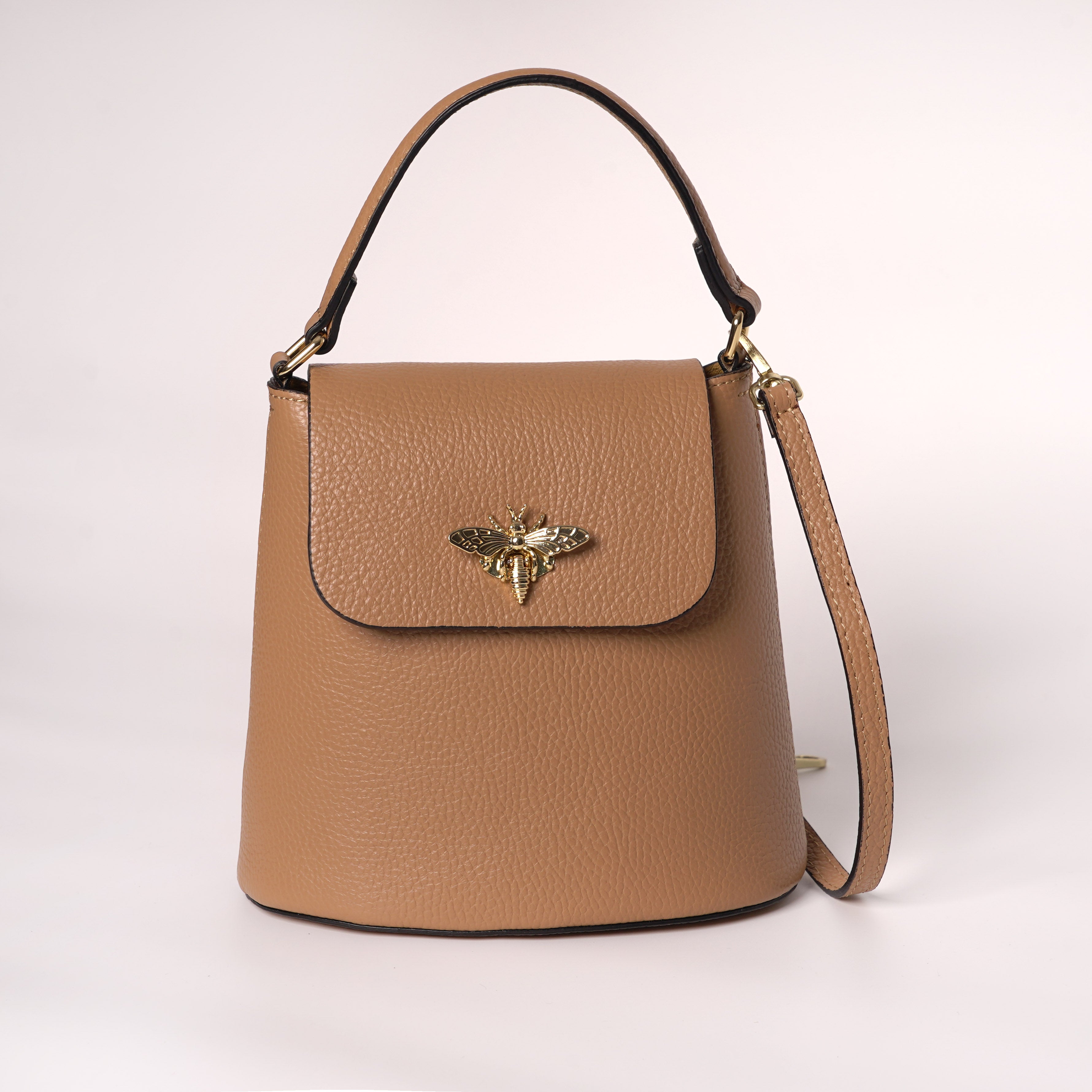 Geanta cu Albina Din Piele Naturala Medie Cu Maner Crossbody Bee