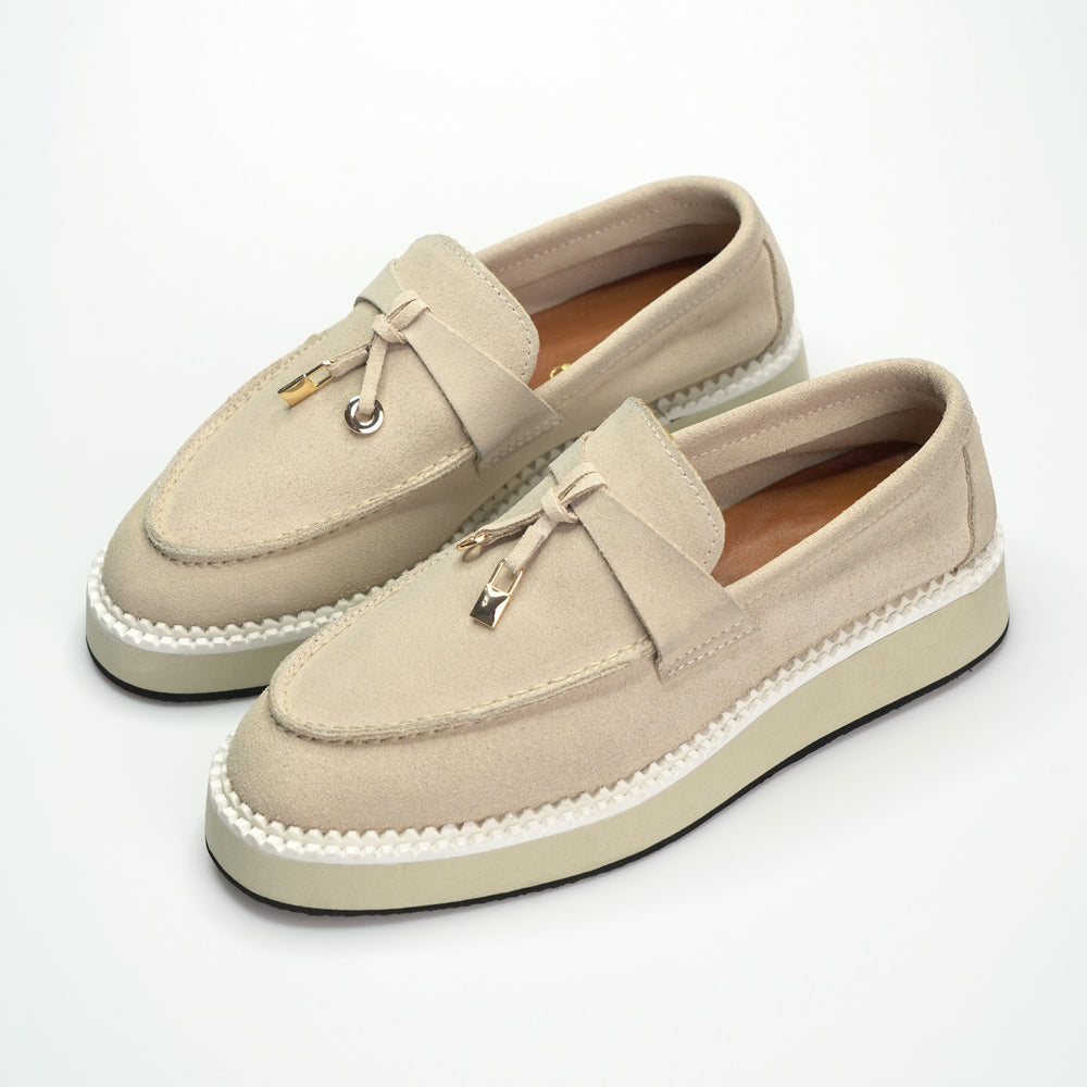 
                      
                        Mocasini Loafers Din Piele Intoarsă Suede Bej - Alice
                      
                    