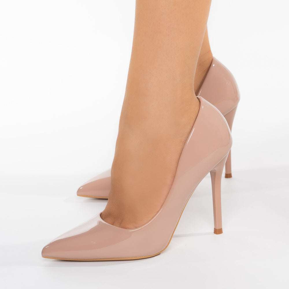 
                      
                        Pantofi Stiletto Cu Aspect Lacuit Si Toc Subtire - Silvia Nude
                      
                    