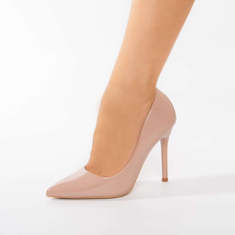 
                      
                        Pantofi Stiletto Cu Aspect Lacuit Si Toc Subtire - Silvia Nude
                      
                    