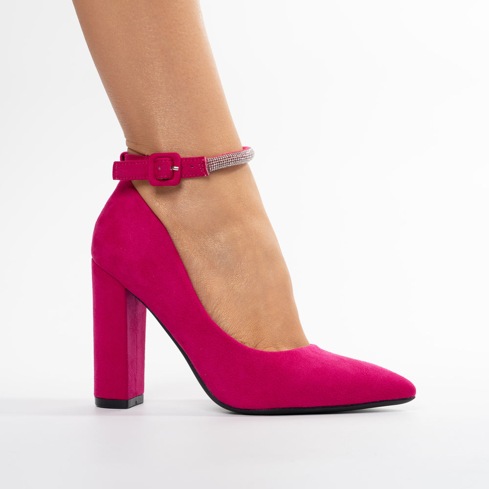 
                      
                        Pantofi Din Velur Cu Bareta Si Toc Gros - Esvet Fuchsia
                      
                    