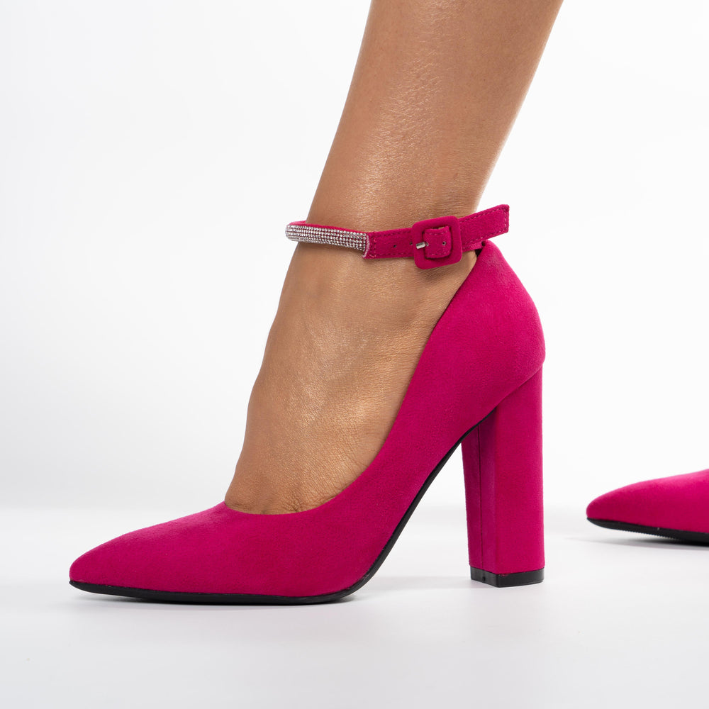 
                      
                        Pantofi Din Velur Cu Bareta Si Toc Gros - Esvet Fuchsia
                      
                    