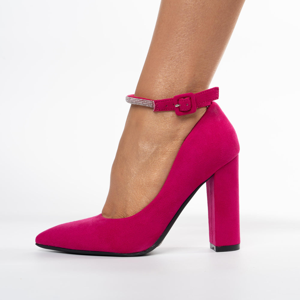 
                      
                        Pantofi Din Velur Cu Bareta Si Toc Gros - Esvet Fuchsia
                      
                    