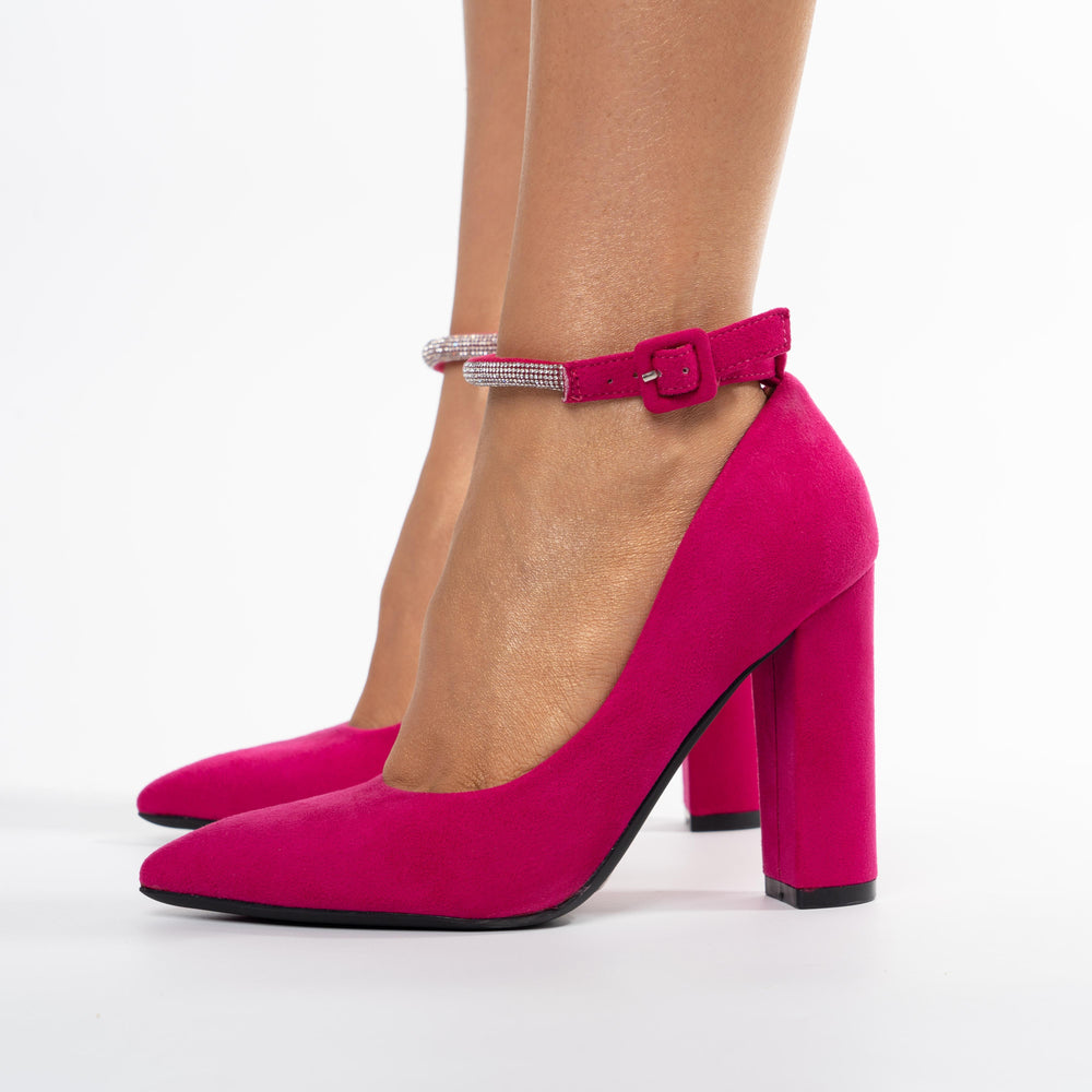 
                      
                        Pantofi Din Velur Cu Bareta Si Toc Gros - Esvet Fuchsia
                      
                    