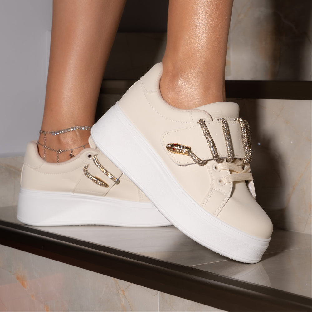
                      
                        Adidasi Dama Accesorizati Cu Strasuri - Snake Bej
                      
                    