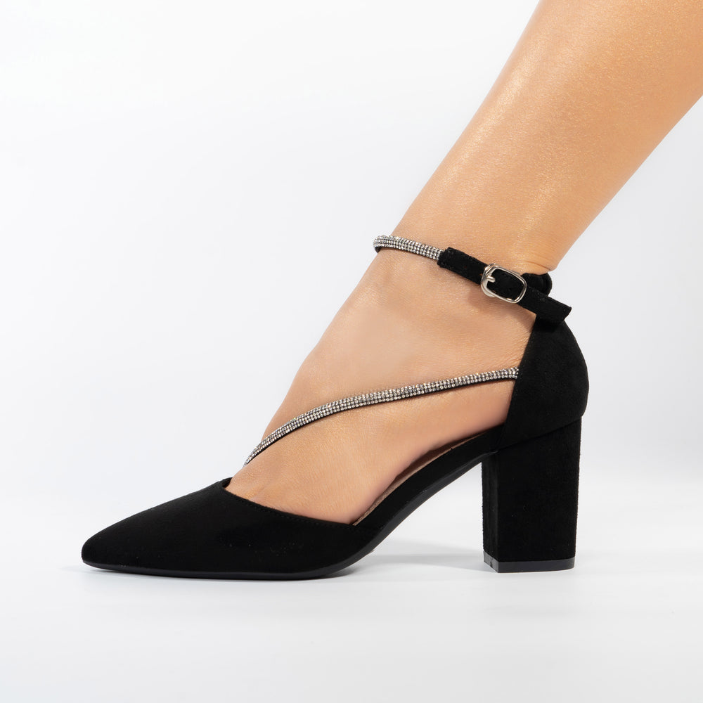
                      
                        Pantofi Decupati Cu Toc Patrat 7.5cm Si Barete cu Strasuri - Romina Negri Velur
                      
                    