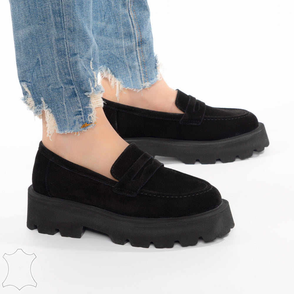 
                      
                        Mocasini Loafers Din Piele Intoarsă Suede Lara - Negri
                      
                    