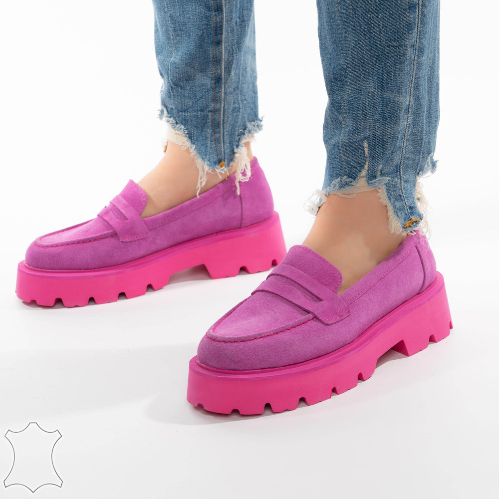 
                      
                        Mocasini Loafers Din Piele Intoarsă Suede - Fucshia Lara
                      
                    