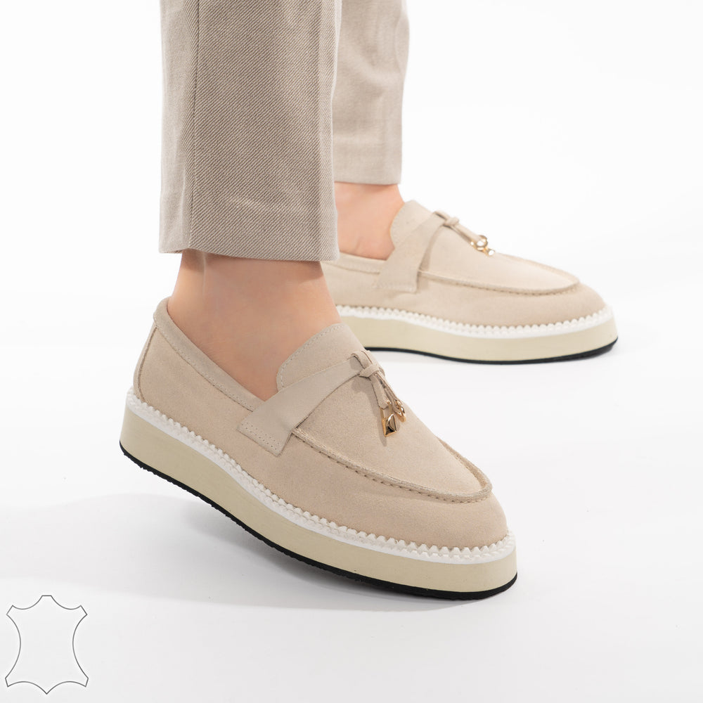 
                      
                        Mocasini Loafers Din Piele Intoarsă Suede Bej - Alice
                      
                    