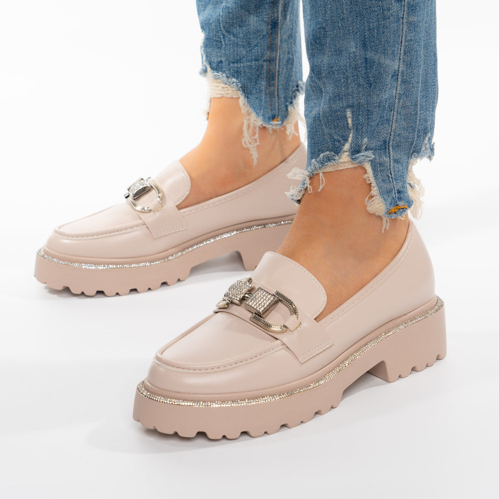 
                      
                        Pantofi Casual Tip Mocasini Accesorizati Strasuri Si Bareta - Luisa Nude
                      
                    