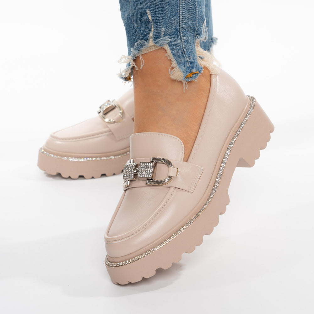 
                      
                        Pantofi Casual Tip Mocasini Accesorizati Strasuri Si Bareta - Luisa Nude
                      
                    