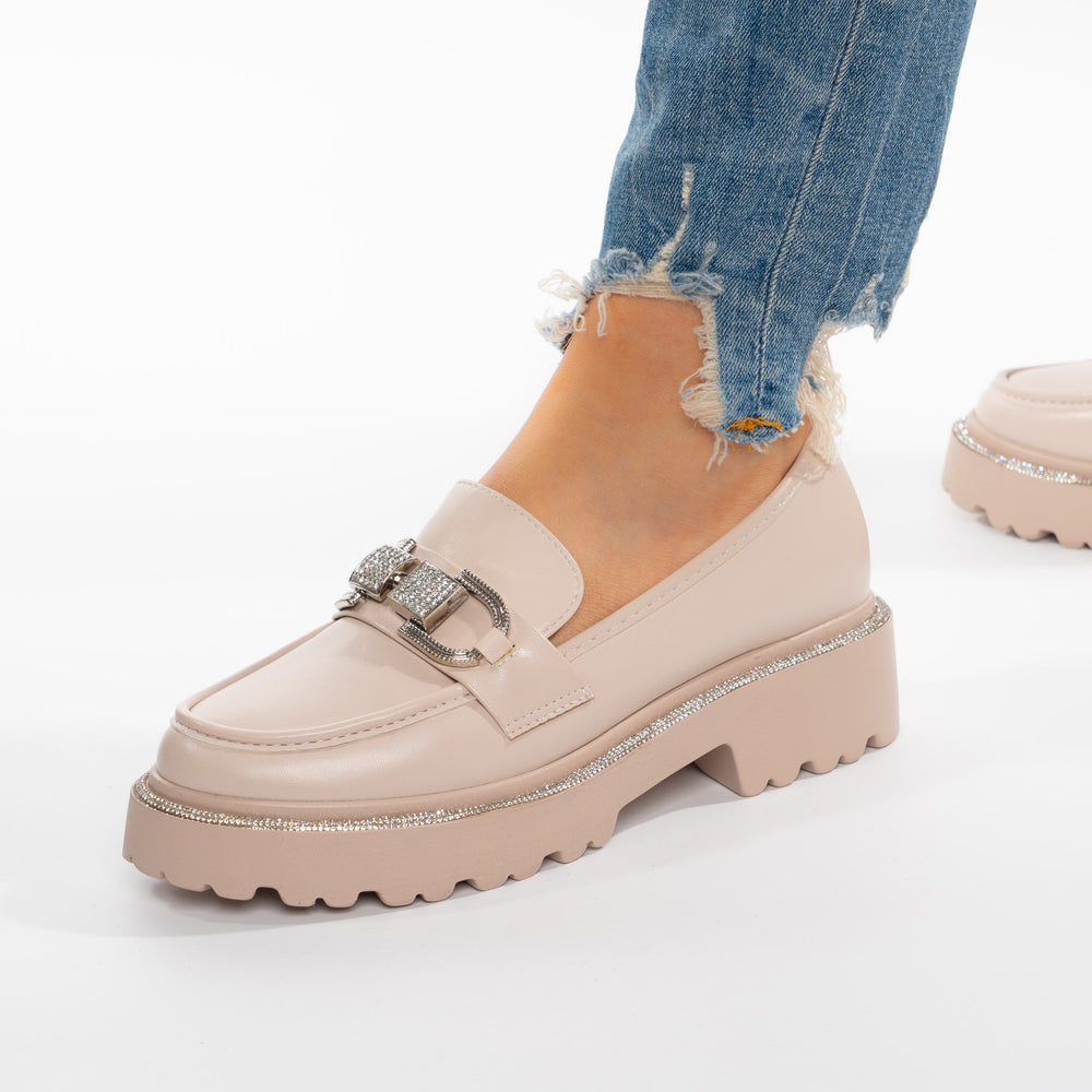 
                      
                        Pantofi Casual Tip Mocasini Accesorizati Strasuri Si Bareta - Luisa Nude
                      
                    