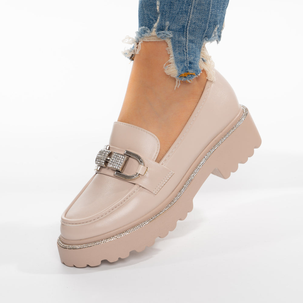 
                      
                        Pantofi Casual Tip Mocasini Accesorizati Strasuri Si Bareta - Luisa Nude
                      
                    