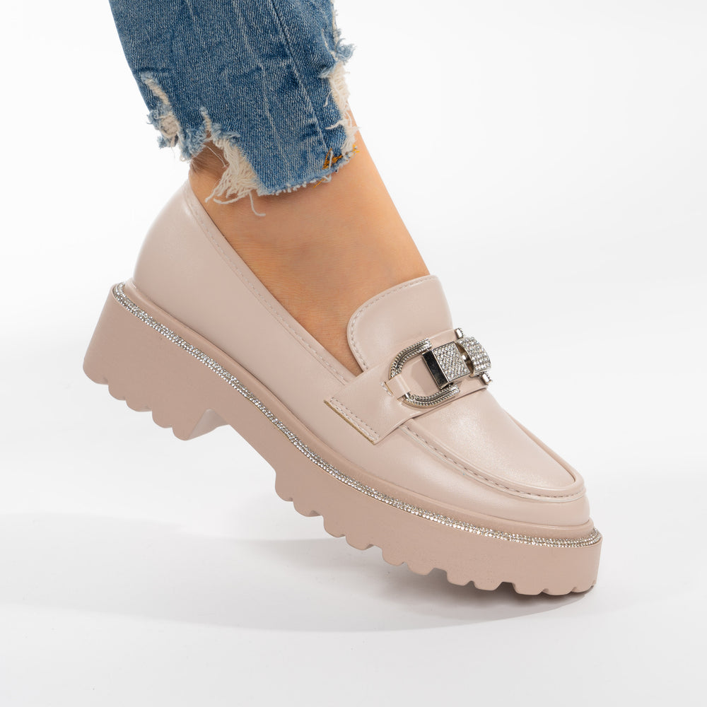 
                      
                        Pantofi Casual Tip Mocasini Accesorizati Strasuri Si Bareta - Luisa Nude
                      
                    