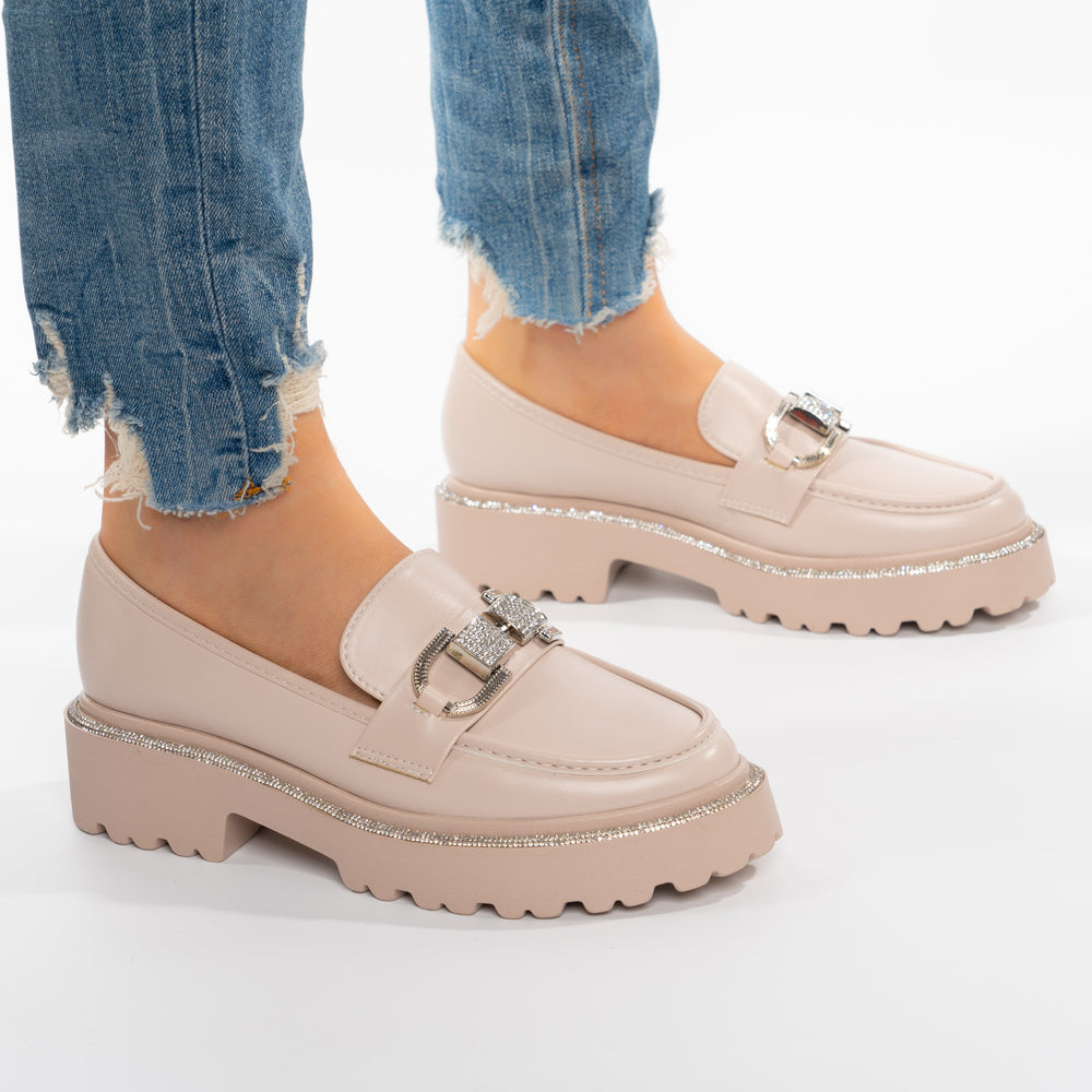 
                      
                        Pantofi Casual Tip Mocasini Accesorizati Strasuri Si Bareta - Luisa Nude
                      
                    