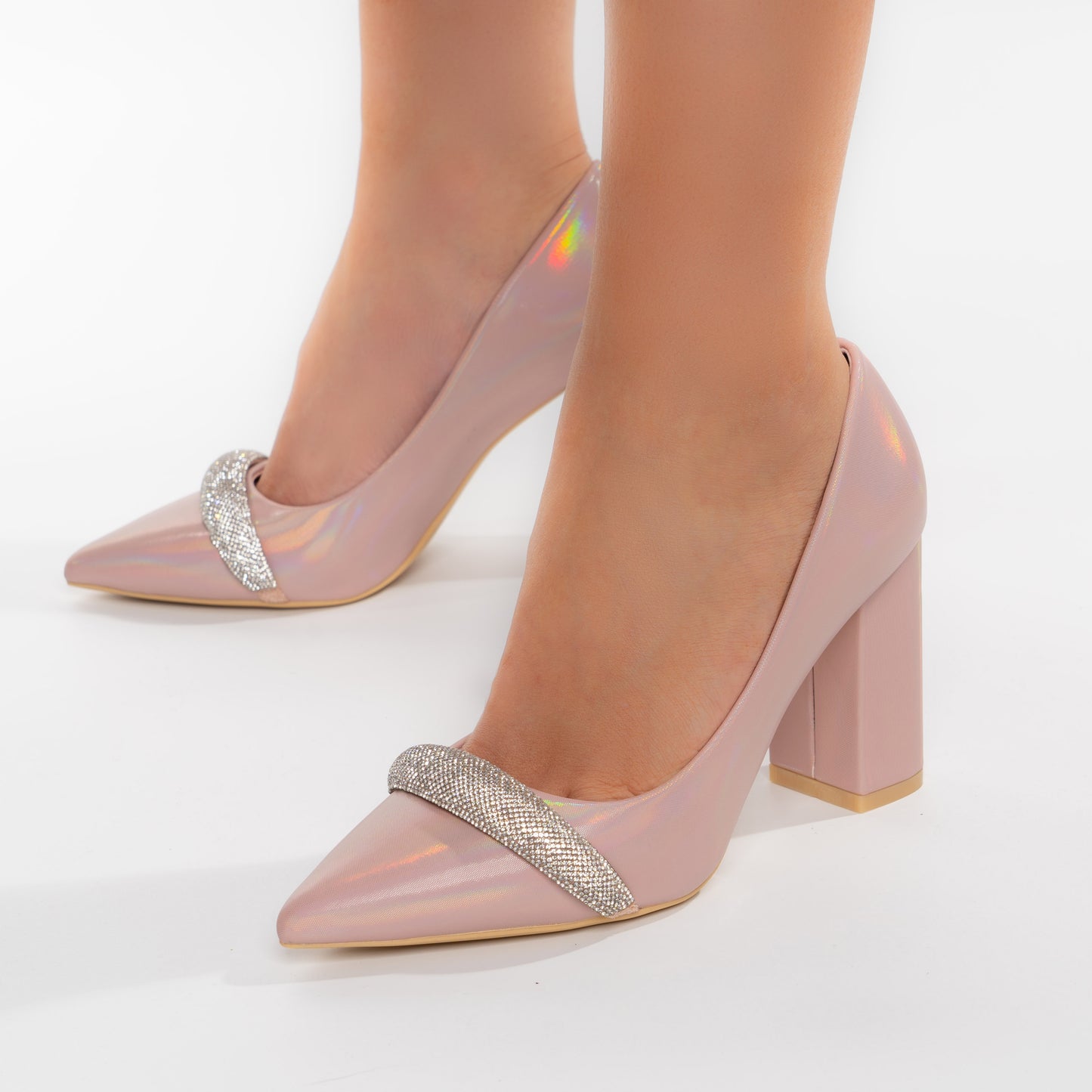 Pantofi Eleganti Cu Toc Gros 9cm Si Bareta Decorativa - Esra