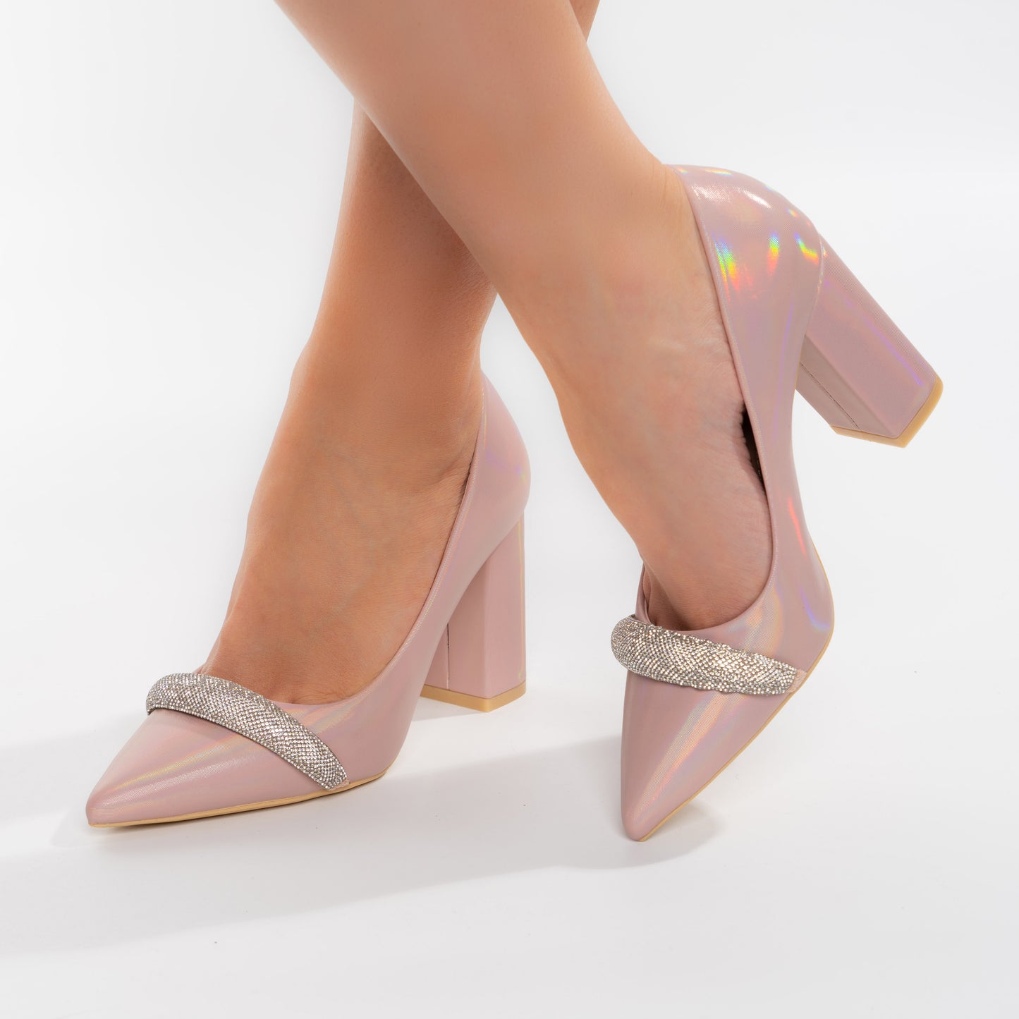 Pantofi Eleganti Cu Toc Gros 9cm Si Bareta Decorativa - Esra