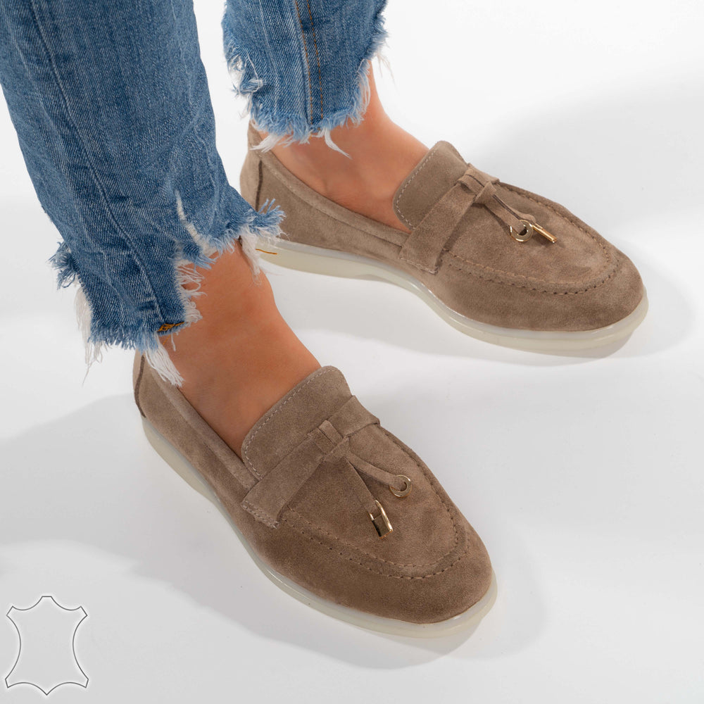 
                      
                        Mocasini Loafers Din Piele Intoarsă Suede - Alia Taupe
                      
                    