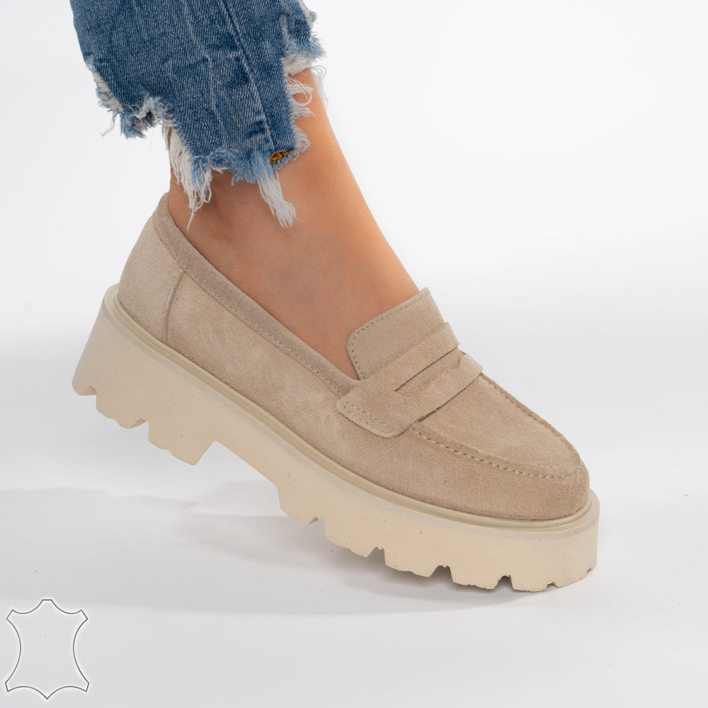 
                      
                        Mocasini Loafers Din Piele Intoarsă Suede - Bej Lara
                      
                    