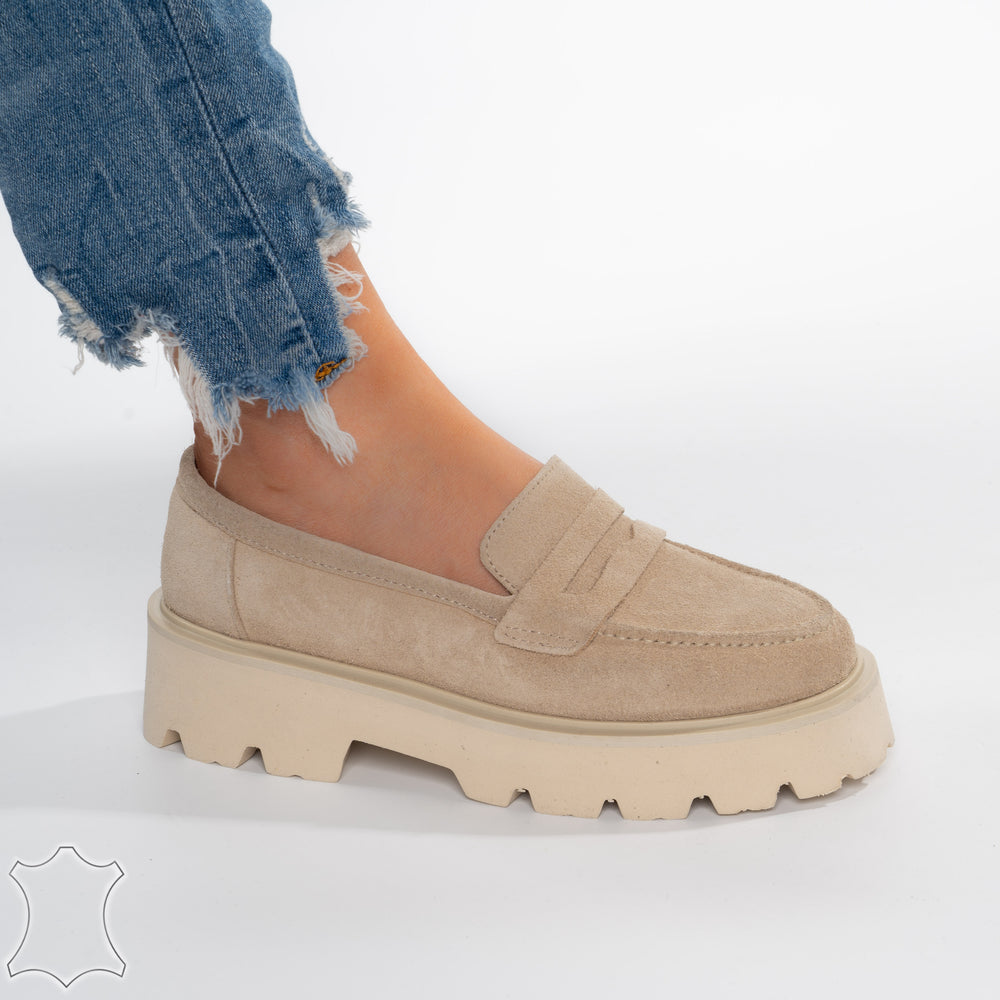 
                      
                        Mocasini Loafers Din Piele Intoarsă Suede - Bej Lara
                      
                    