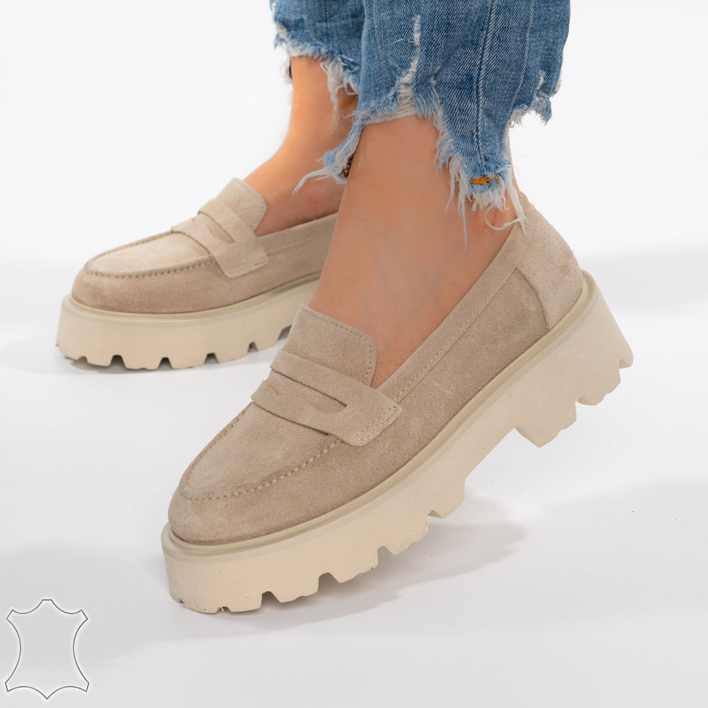 
                      
                        Mocasini Loafers Din Piele Intoarsă Suede - Bej Lara
                      
                    