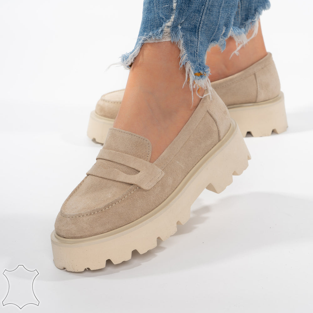 
                      
                        Mocasini Loafers Din Piele Intoarsă Suede - Bej Lara
                      
                    