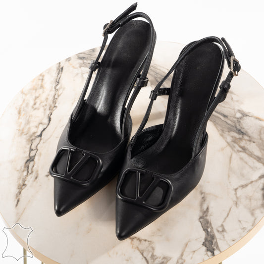 Pantofi Decupati Stiletto Din Piele Naturală - Moira Negri